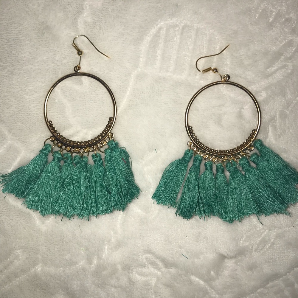 NWT Green Tassel Earrings